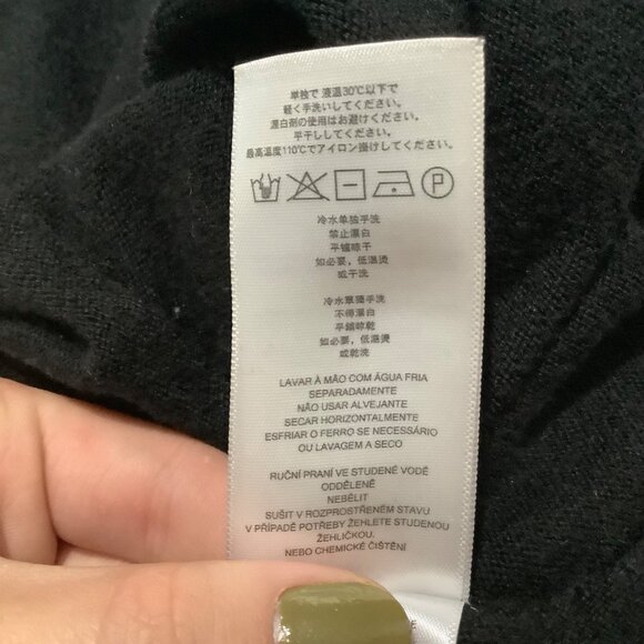 Michael Michael Kors Black Knit Poncho Sweater Boho Fringe Hem Women S/M Staple - Picture 5 of 9